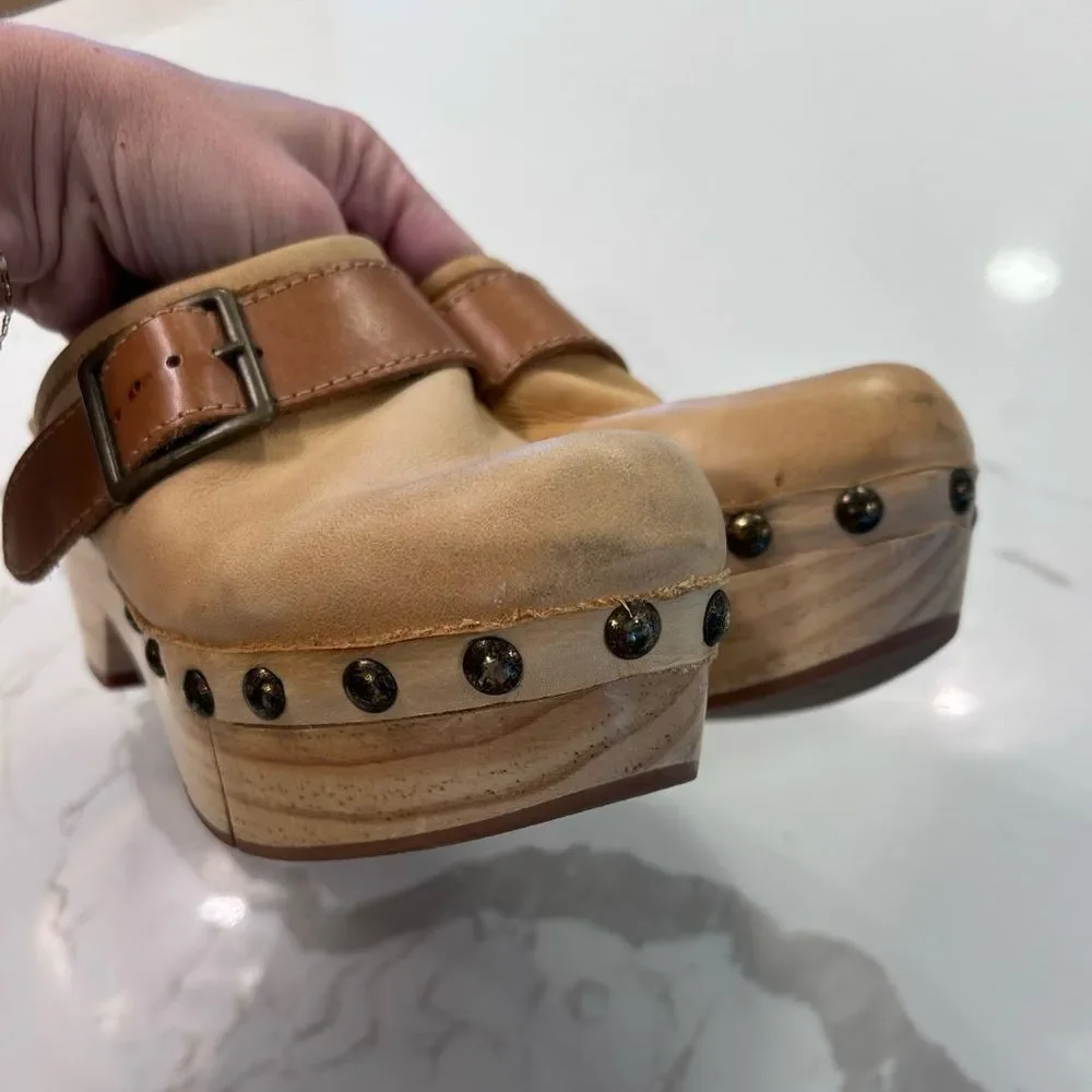 Free People Culver City Wood Leather Platform Clogs